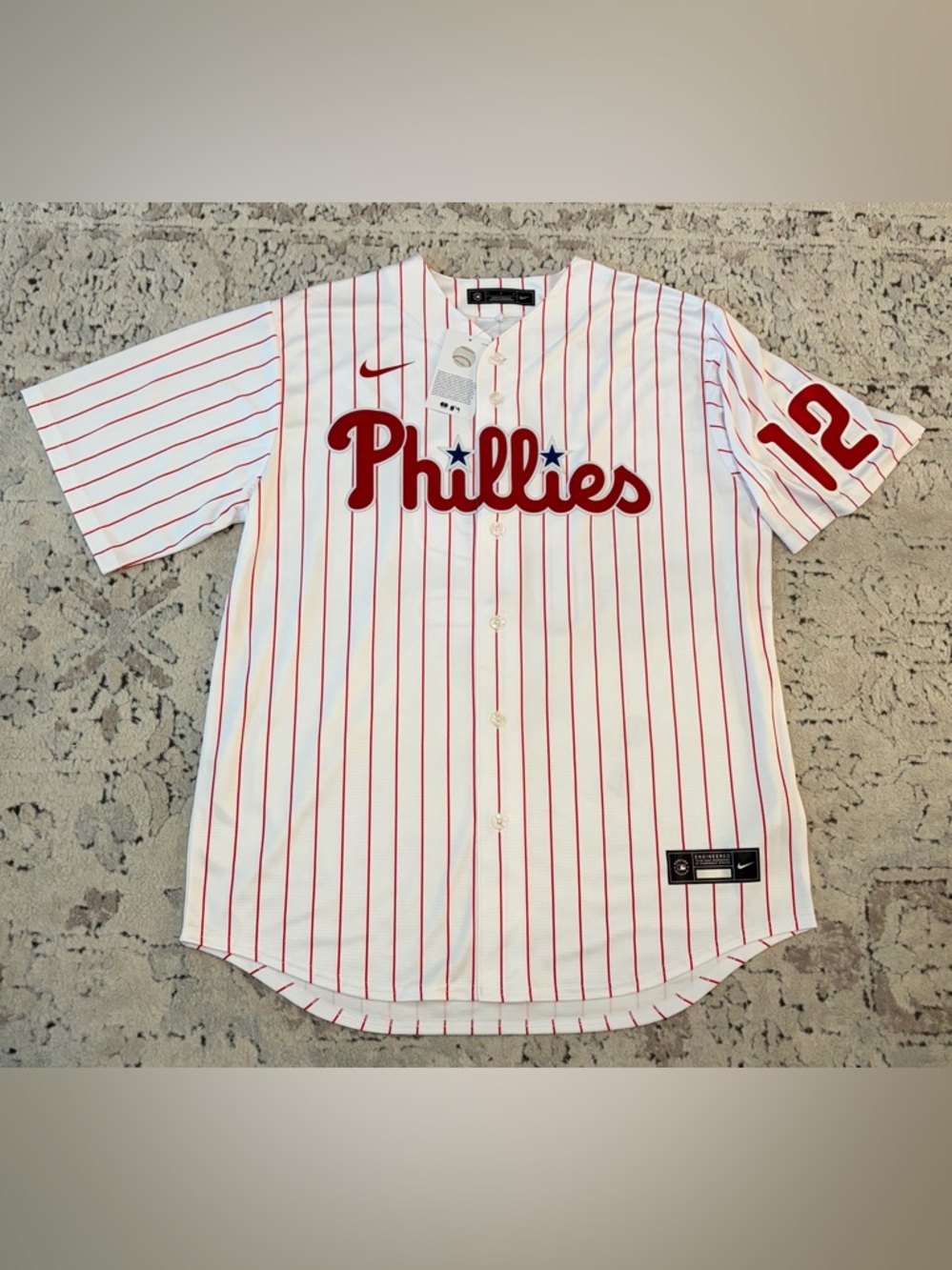 Nike Authentic Philadelphia Phillies Kyle Schwarber #12 MLB Jersey Men’s Size: L - Picture 2 of 9